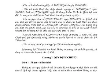 Xin ý kiến về dự thảo Thông tư thay thế Thông tư 45/2013/TT-BTC về Chế độ quản lý, sử dụng và khấu hao TSCĐ