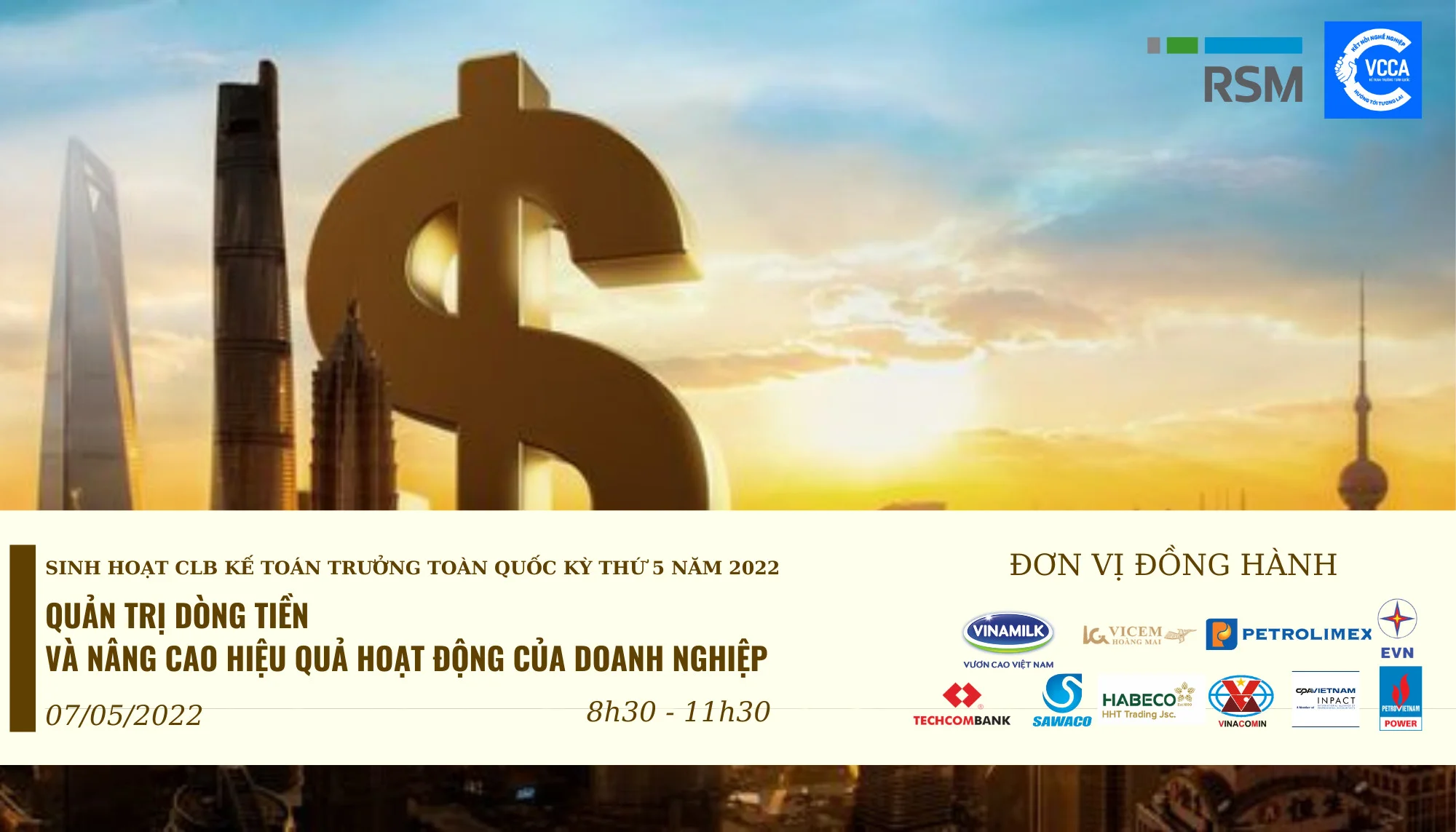 Thư mời tham dự sinh hoạt CLB Kế toán trưởng toàn quốc kỳ 5 năm 2022: Quản trị dòng tiền và nâng cao hiệu quả hoạt động của doanh nghiệp